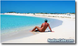 Normand on a virgin beach of Cayo Largo, Cuba